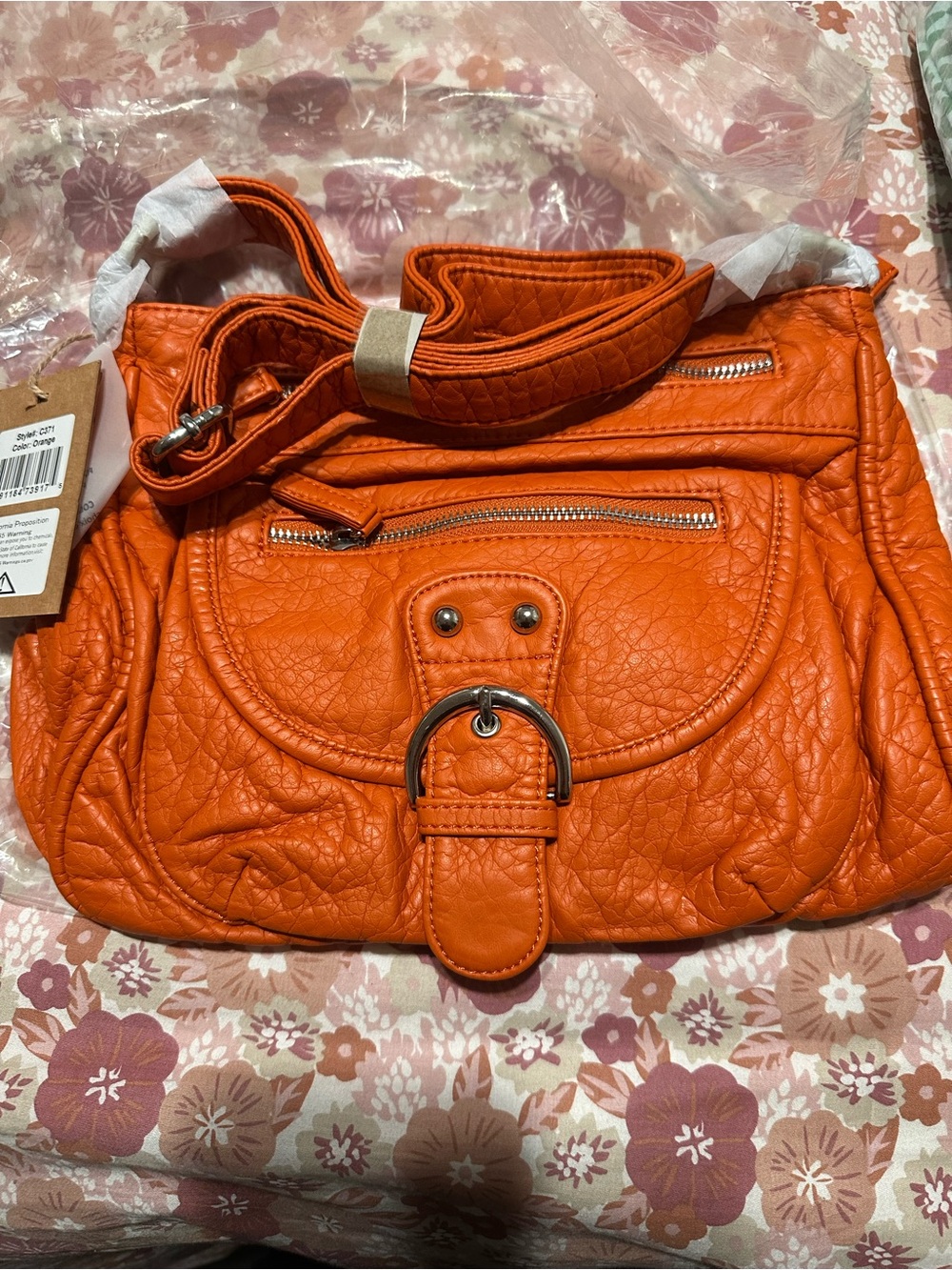 Orange Women’s Quilted Crossbody Bag - Unbranded
